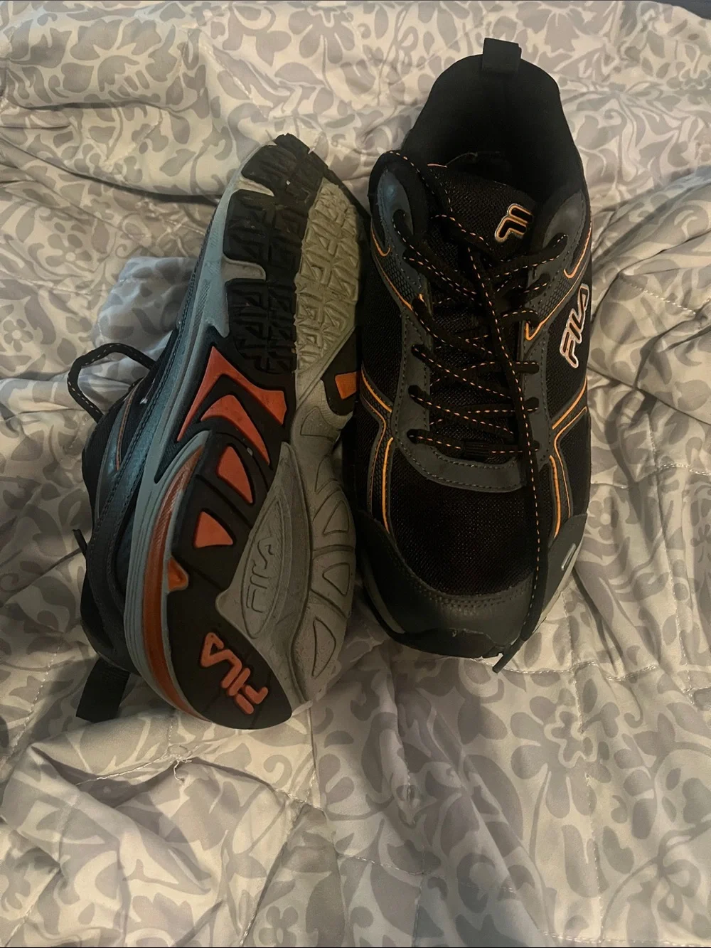 Fila Black Sneakers with Orange Accents